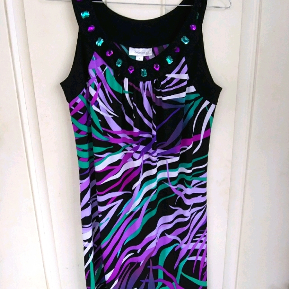 Dress barn purple,blue and black dress